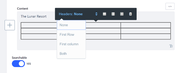 Figure 4: The table Styles toolbar lets you format tables in the editor.
